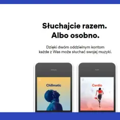 Dwa telefony z okładkami albumów muzycznych Spotify: "Chillmatic" i "Cardio".
